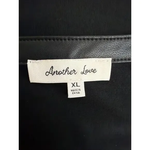 NWT Another Love Black Short Sleeve Faux Leather Trim #0633 Size XS - Picture 6 of 7